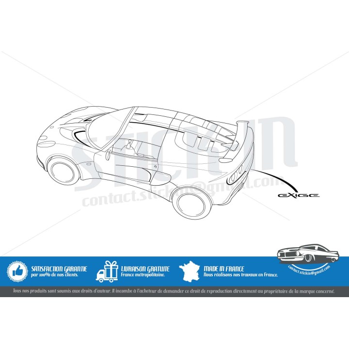 Adesivo per mascherina posteriore Lotus Exige S2, grigio argento