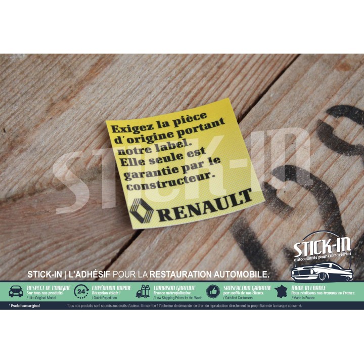 9 pegatinas para el interior de las puertas del compartimento del motor del Renault Clio 16S fase 1 de 1991