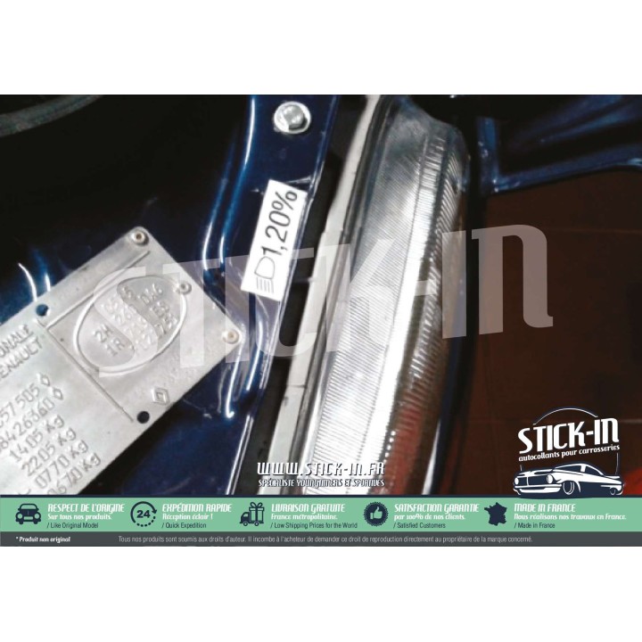 Photo location 1.20% headlight adjustment stickers engine compartment crossmember frame rail Renault Clio Williams 16S 16V