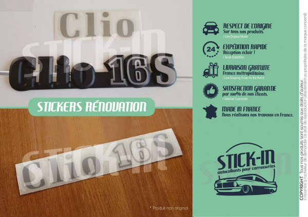 Renovation Autocollants Stickers Monogrammes Renault Clio 16S