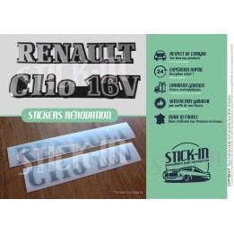 Autocollants Stickers Renault Clio 16V Monogrammes Arrières Renovation