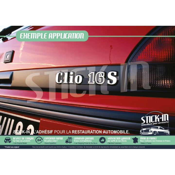 Renovation of stickers, decals, monograms, rear logos, and badges for Renault Clio 16S