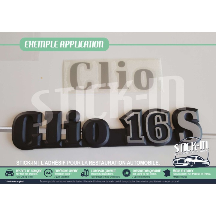 Renovación de pegatinas, calcomanías, monogramas, logotipos traseros y emblemas para Renault Clio 16S.