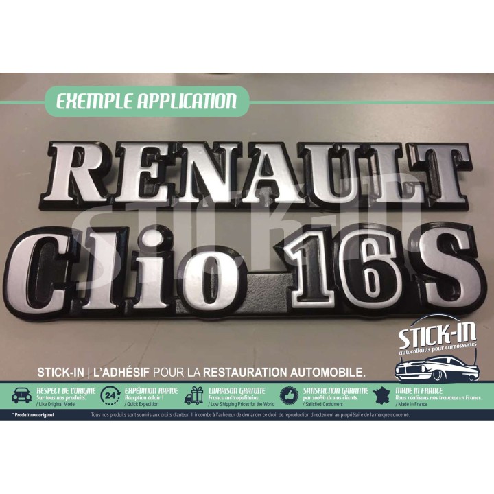 Rinnovo di adesivi, decalcomanie, monogrammi, loghi posteriori e stemmi per Renault Clio 16S