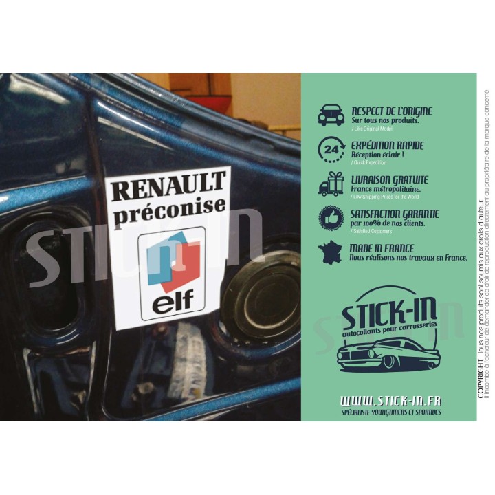 Renault recommends the elf hood sticker decal for the Clio Williams 16S 16V.