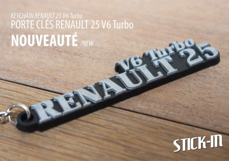 Schlüsselanhänger – Renault 25 V6 Turbo R25 – Monogramm-Kofferraum-Logo aus weichem PVC
