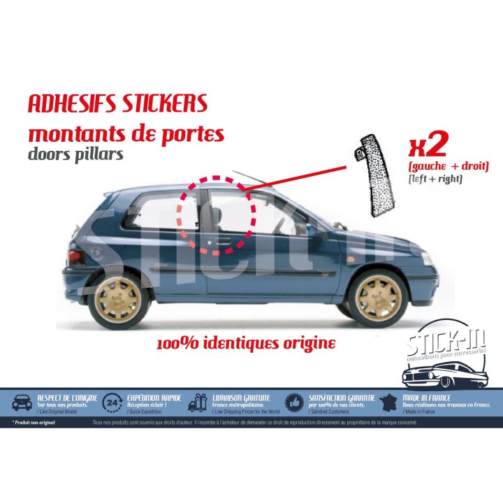 Textured stickers for Renault Clio Williams 16S Baccara RSI S door pillars