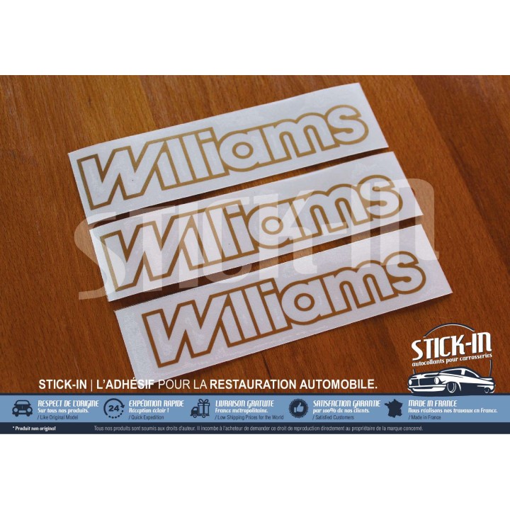 3 gold Renault Clio Williams phase 1 monogram stickers