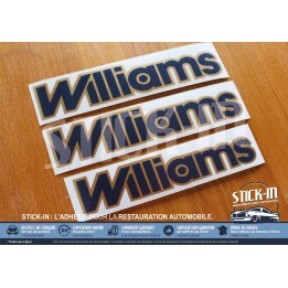 3 autocollants monogrammes Renault Clio Williams phase 2 bleu et or