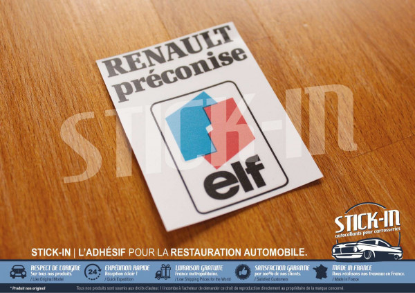 Stickers "Renault Préconise ELF" Clio Williams 16V R21 R19 R5 R25 R11
