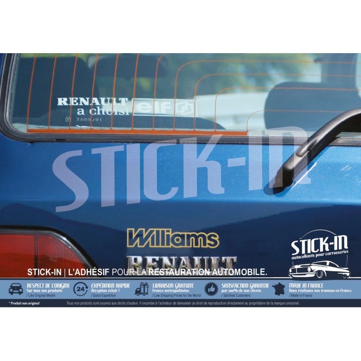 Adesivo per lunotto posteriore Renault scelto da Elf, Clio, Williams 16s 16v