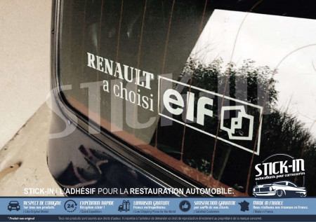 Autocollant "Renault A Choisi ELF" Lunette Arrière - Renault Clio Williams, 16S, 16V, Clio 2 (RS1, RS2, Sport), Twingo 1...