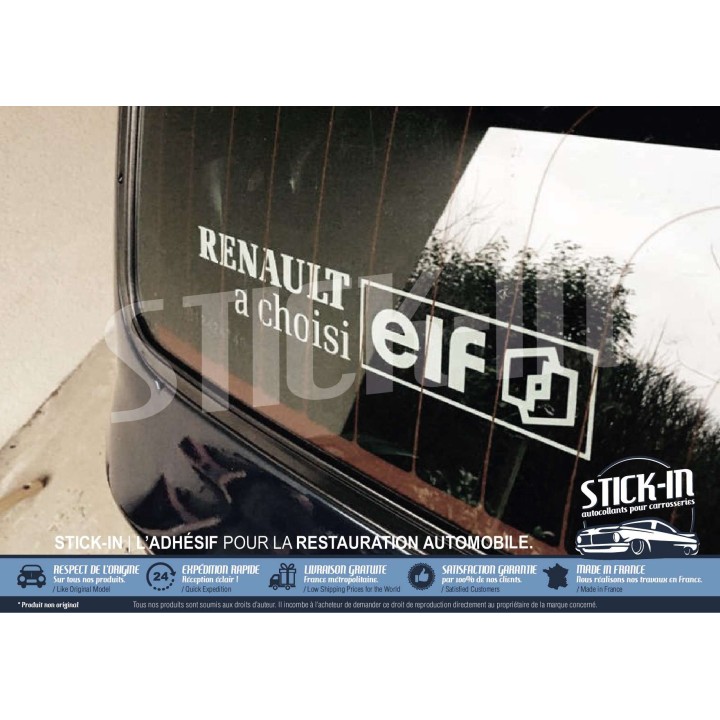 autocollant stickers lunette arrière Renault a choisi elf clio williams 16s 16v