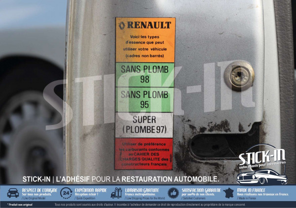 Autocollant Sticker Renault Clio 16S 16V Carburants Sans Plomb 95 98 Porte