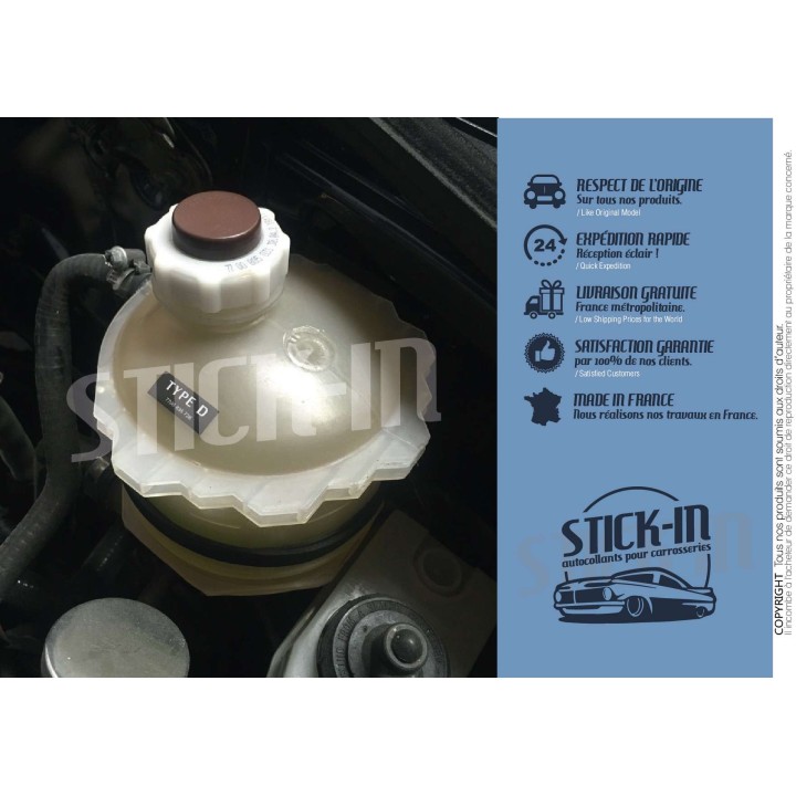 Type D Coolant Reservoir Sticker for Clio Williams 16S Engine