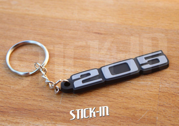 Peugeot 205 Logo Schlüsselanhänger, Monogramm, weiches PVC