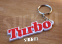 Schlüsselanhänger – Renault 5 Alpine Turbo – Rot & Weiß – Logo-Aufkleber Flügel Monogramm Karosserie