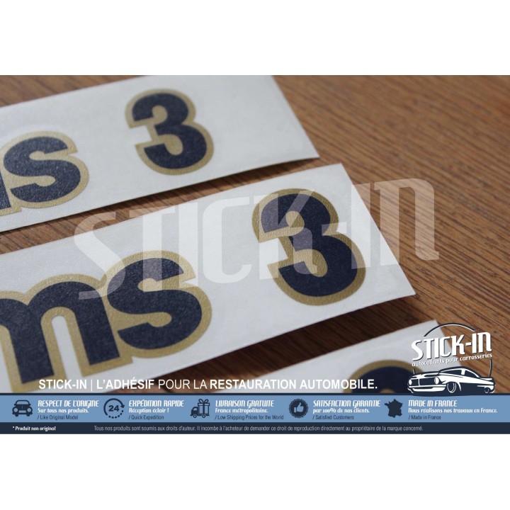 Renault Clio „Williams 3“ (englische Version) 3 blaue und goldene Monogramm-Aufkleber