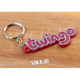 Portachiavi Renault Twingo con monogramma e logo per bagagliaio in PVC morbido rosso