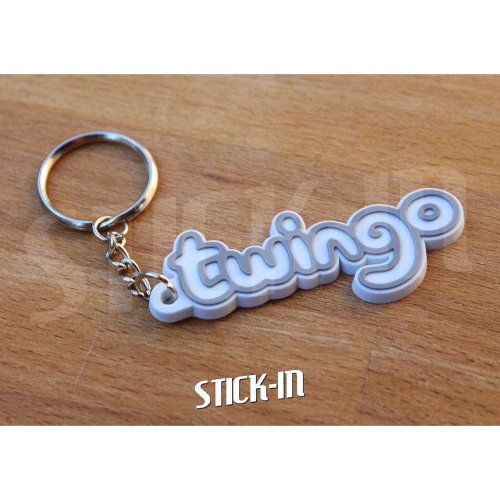 Porte Clés Renault Twingo Badge Monogramme Coffre Logo PVC Souple Blanc