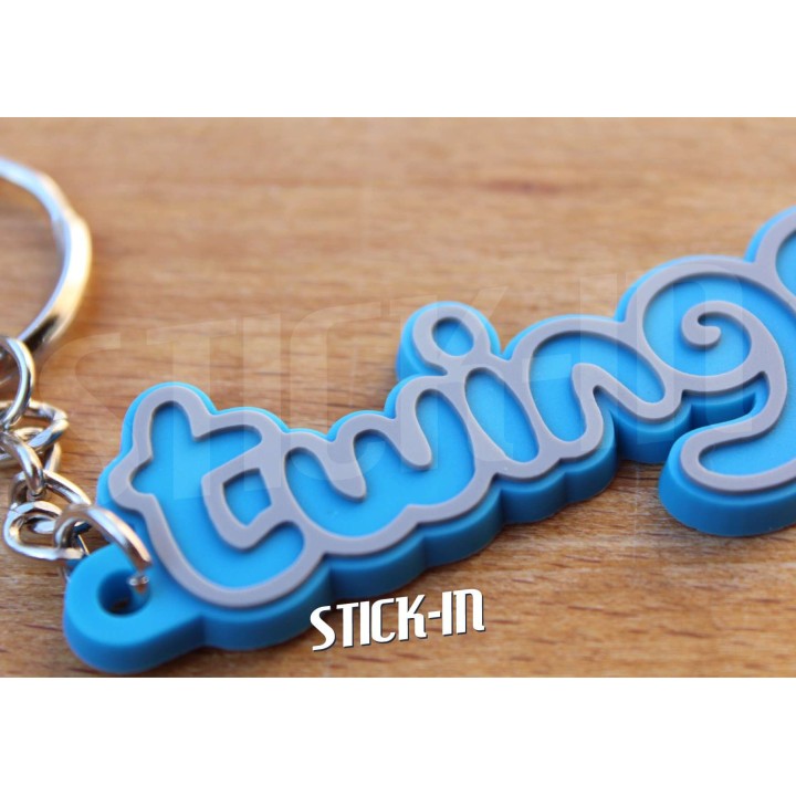 Portachiavi Renault Twingo con monogramma e logo per bagagliaio in PVC morbido blu