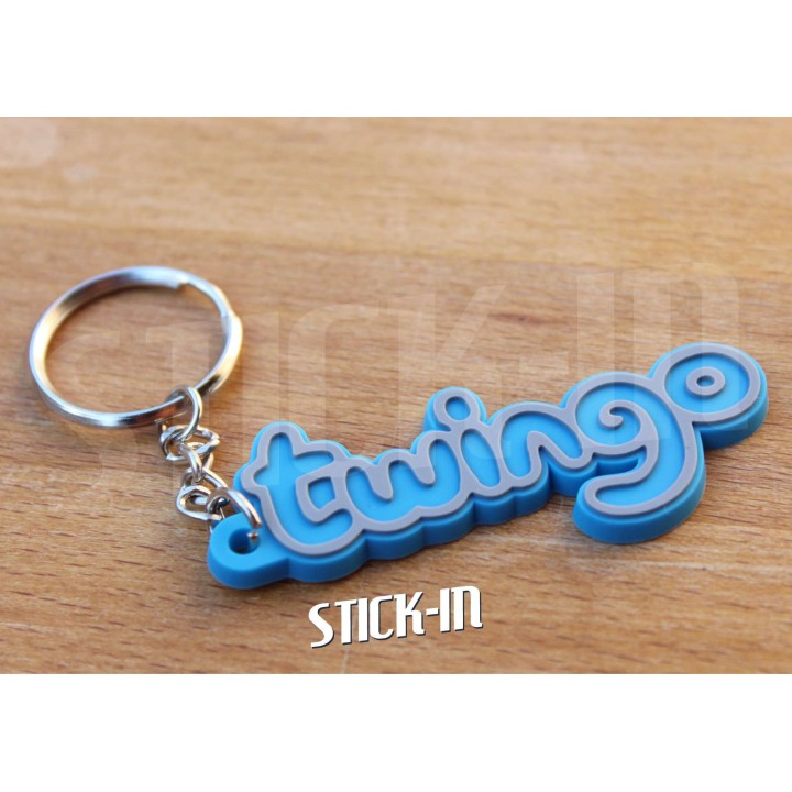 Portachiavi Renault Twingo con monogramma e logo per bagagliaio in PVC morbido blu