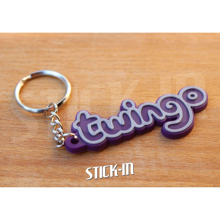 Portachiavi Renault Twingo con monogramma e logo per bagagliaio in PVC morbido viola Kenzo