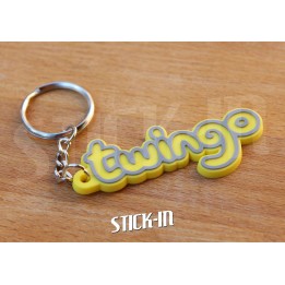 Porte Clés Renault Twingo Badge Monogramme Coffre Logo PVC Souple Jaune