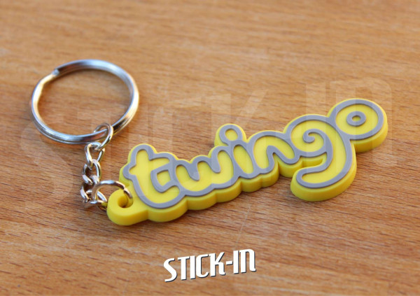 Keychain Logo Renault Twingo Monogramm Badge Soft PVC Keyrings Yellow
