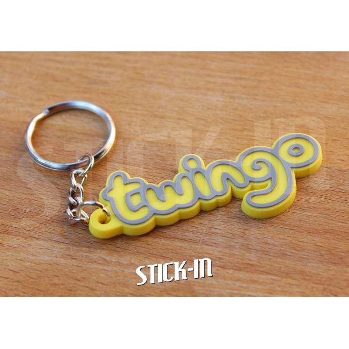 Porte Clés Renault Twingo Badge Monogramme Coffre Logo PVC Souple Jaune