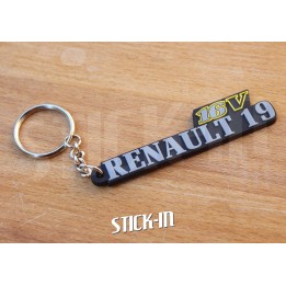 Llavero Renault 19 16V de PVC blando con monograma y logotipo R19.