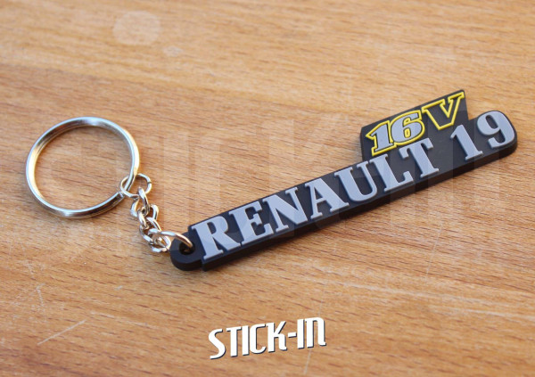 Keychain Renault 19 16V soft PVC keyrings monogram badge logo R19
