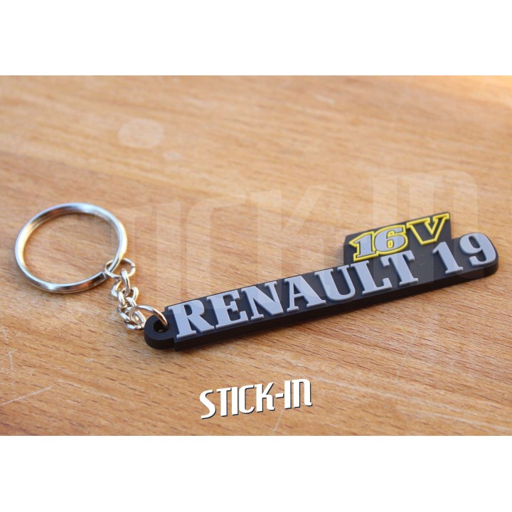 Renault 19 16V Soft PVC Keyring with Monogram and R19 Logo