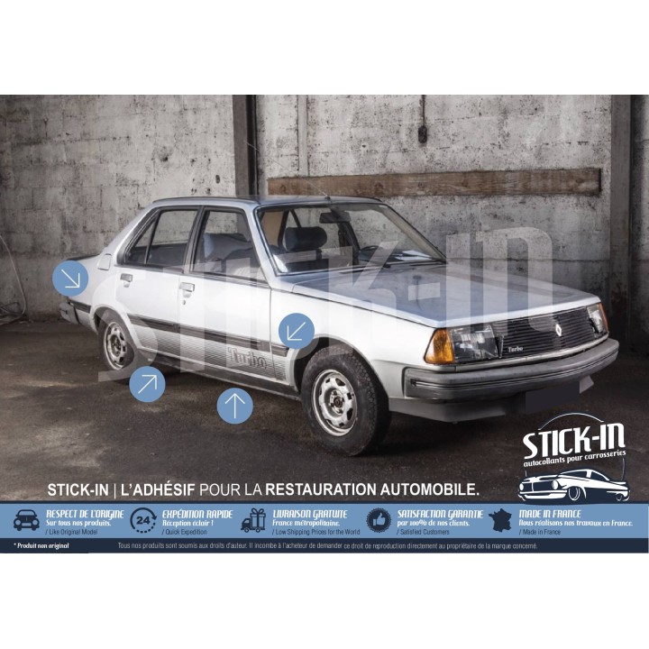 Pegatinas Renault 18 Turbo R18, calcomanías para carrocería, color negro (vista previa de la foto 2)