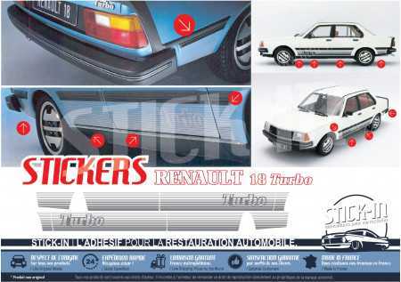 Renault 18 Turbo R18 fase 1 stickers stripping decals 1981 1982