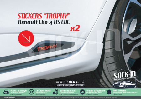 2 pegatinas “Trophy” para los umbrales de las puertas (sin fondo 3D) - Renault Clio 4 RS EDC TROPHY 220