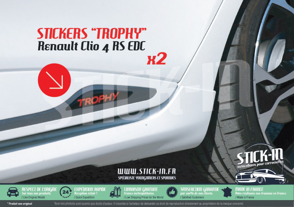 Renault Clio 4 RS EDC TROPHY 220 Stickers Autocollants Bas Portes