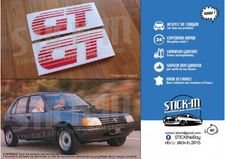 PEUGEOT 205 GT 2 Autocollants Stickers Monogrammes Ailes Avants