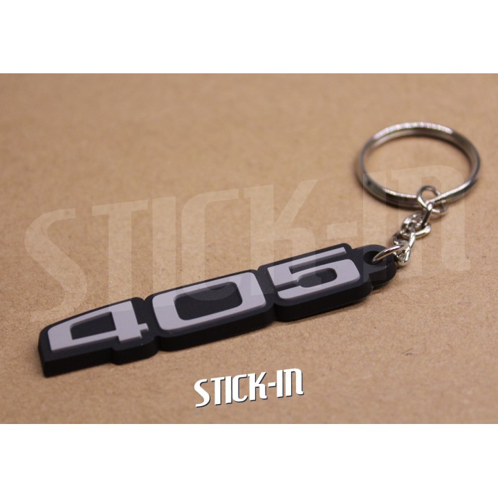 Porte clés Peugeot 405 PVC souple monogramme logo