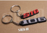 Set of 2 Keychains - Peugeot 106 + S16 - soft PVC keyrings monograms badges logos