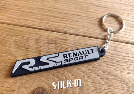Porte Clés - Renault Sport RS - Gris - Badge Monogramme Coffre Logo PVC Souple
