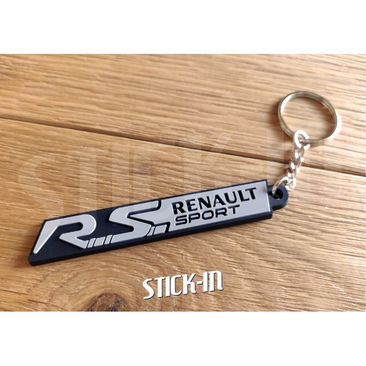 Porte Clés - Renault Sport RS - Gris - Badge Monogramme Coffre Logo PVC Souple