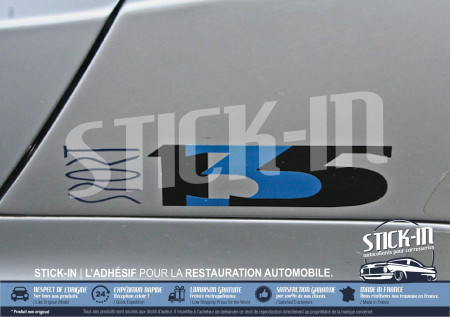 Lotus Elise S1 Sport 135 Mattschwarzer Aufkleber mit "3" Blau