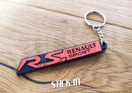 Porte Clés - Renault Sport RS - Rouge - Badge Monogramme Coffre Logo PVC Souple