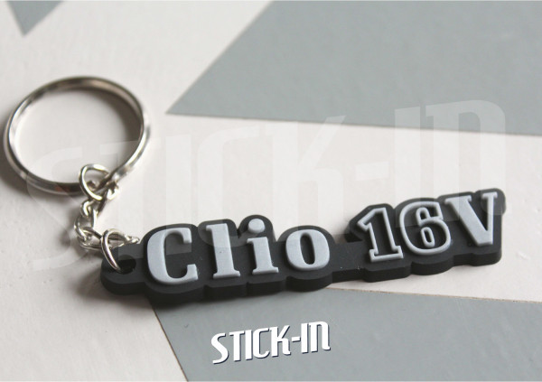 Schlüsselanhänger – Renault Clio 16V – Monogramm-Logo-Emblem aus weichem PVC