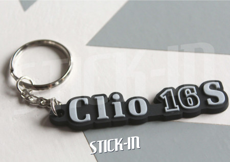 Schlüsselanhänger - Renault Clio 16S - Monogramm-Logo aus Weich-PVC