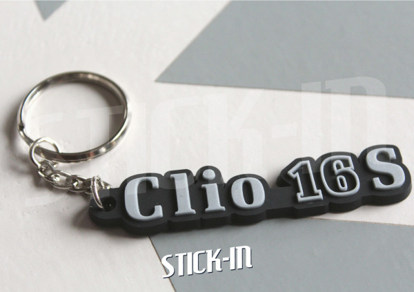 Schlüsselanhänger – Renault Clio 16S – Monogramm-Logo aus weichem PVC