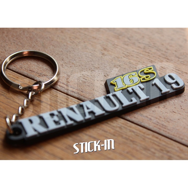 Schlüsselanhänger – Renault 19 16S R19 – Monogramm-Logo aus weichem PVC