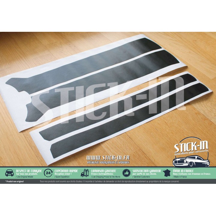 Peugeot 205 GTI 1.9 1.6 Griffe Rallye door pillar stickers Roland Garros textured black
