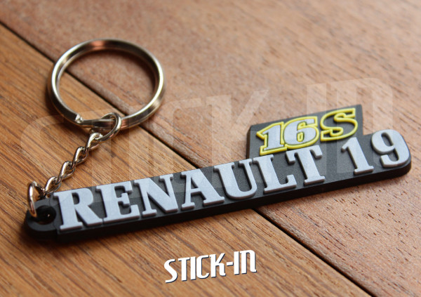 Schlüsselanhänger – Renault 19 16S R19 – Monogramm-Logo aus weichem PVC